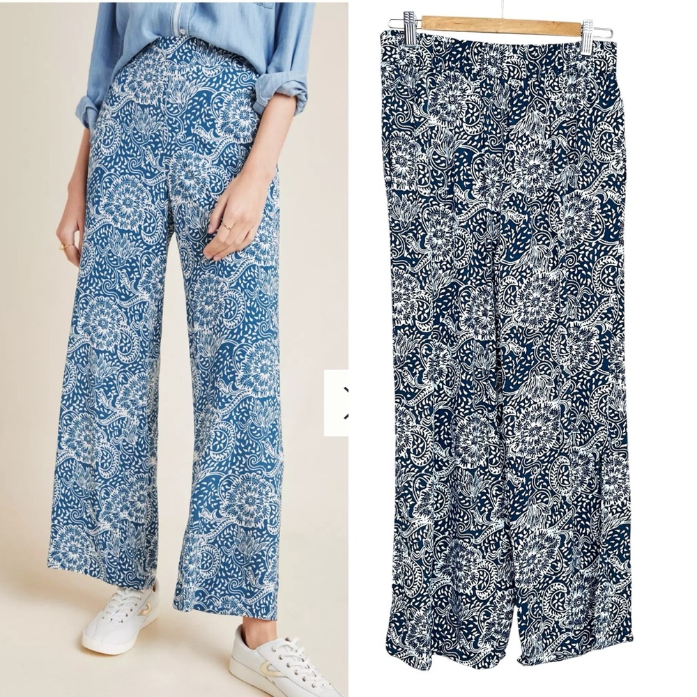 Maeve Anika Knit Wide Leg Side Slit Pant